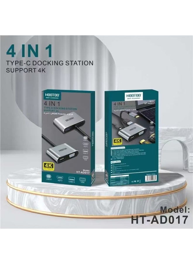 HooToo 4K HD Cable Compatible with Modern Devices USB Type-C to HDMI VGA USB 3.0 Audio USB-C PD for MacBook Notebooks Mobile Phones Everyday Use Home Office Outdoor - Image 3