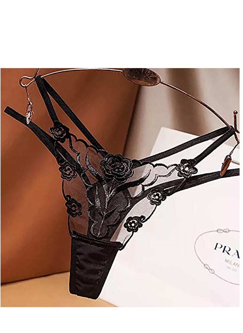 KASTWAVE - 3 Pack Women Mesh Thong Floral G-string Panties Knickers Lingerie Underwear - Image 1