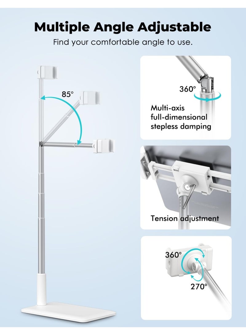 WALALLA Tablet Floor Stand Adjustable Long Arm Tablet Phone Holder,360° Angle Flexible,Aluminum Alloy,Bedside,Sofa Side,Desk,Compatible with 3.5-11 inches iPad,Kindle, iPhone,White - Image 3
