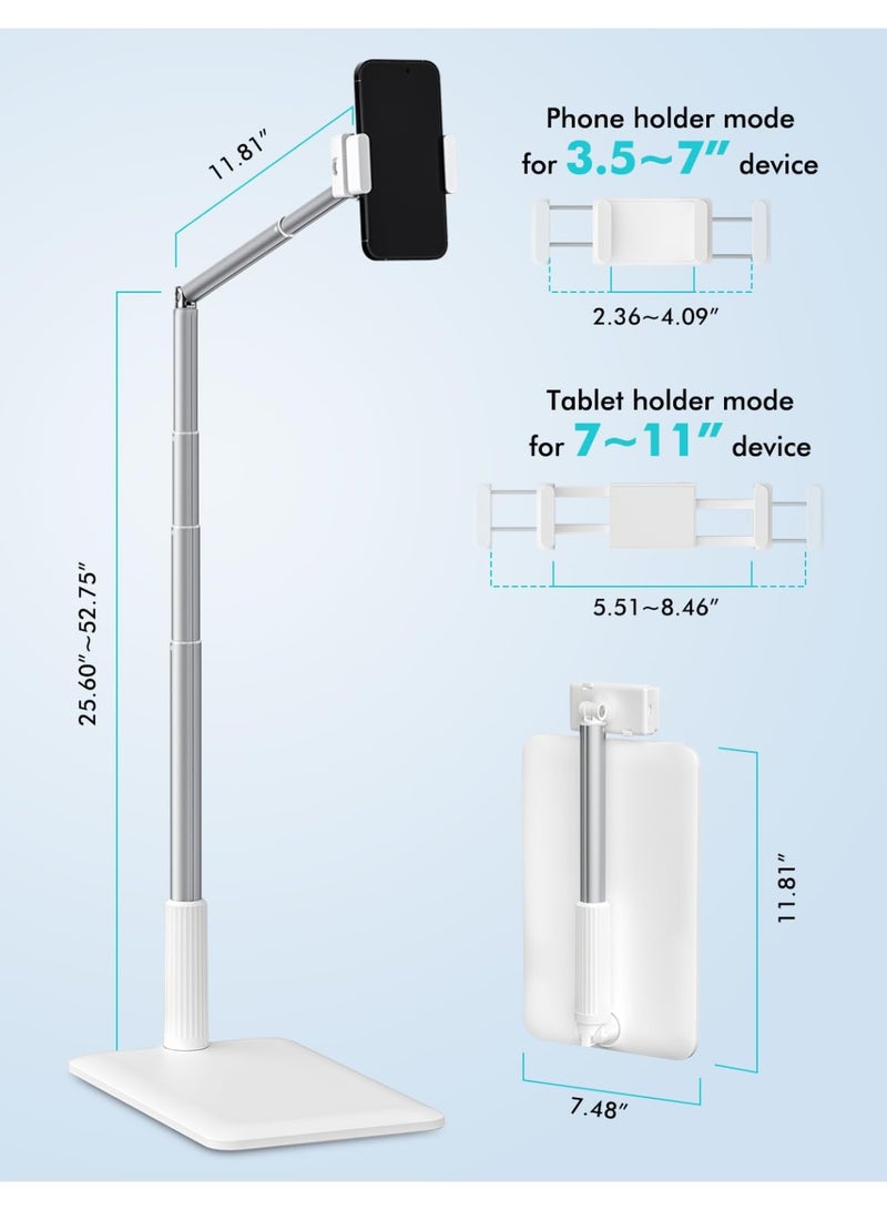 WALALLA Tablet Floor Stand Adjustable Long Arm Tablet Phone Holder,360° Angle Flexible,Aluminum Alloy,Bedside,Sofa Side,Desk,Compatible with 3.5-11 inches iPad,Kindle, iPhone,White - Image 4
