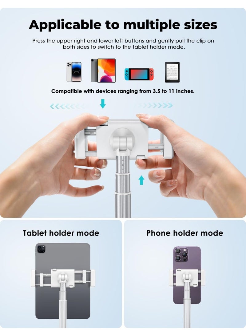 WALALLA Tablet Floor Stand Adjustable Long Arm Tablet Phone Holder,360° Angle Flexible,Aluminum Alloy,Bedside,Sofa Side,Desk,Compatible with 3.5-11 inches iPad,Kindle, iPhone,White - Image 5