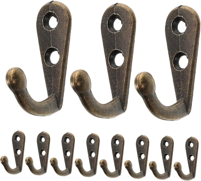 DOITOOL 48pcs Vintage Bronze Wall Hooks Heavy Duty Coat Hangers for Coats Handbags and Towels Retro Style Single Hook with Screws for Space-Saving Home Organization - Image 1