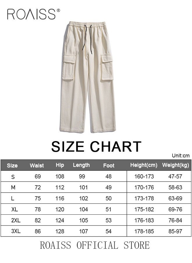 roaiss - Casual Cargo Pants for Men Youth Trendy Loose Fit Straight Leg Long Pants Functional Streetwear Overalls Trousers with Multi Pockets Street Style Functional Streetwear - Image 1