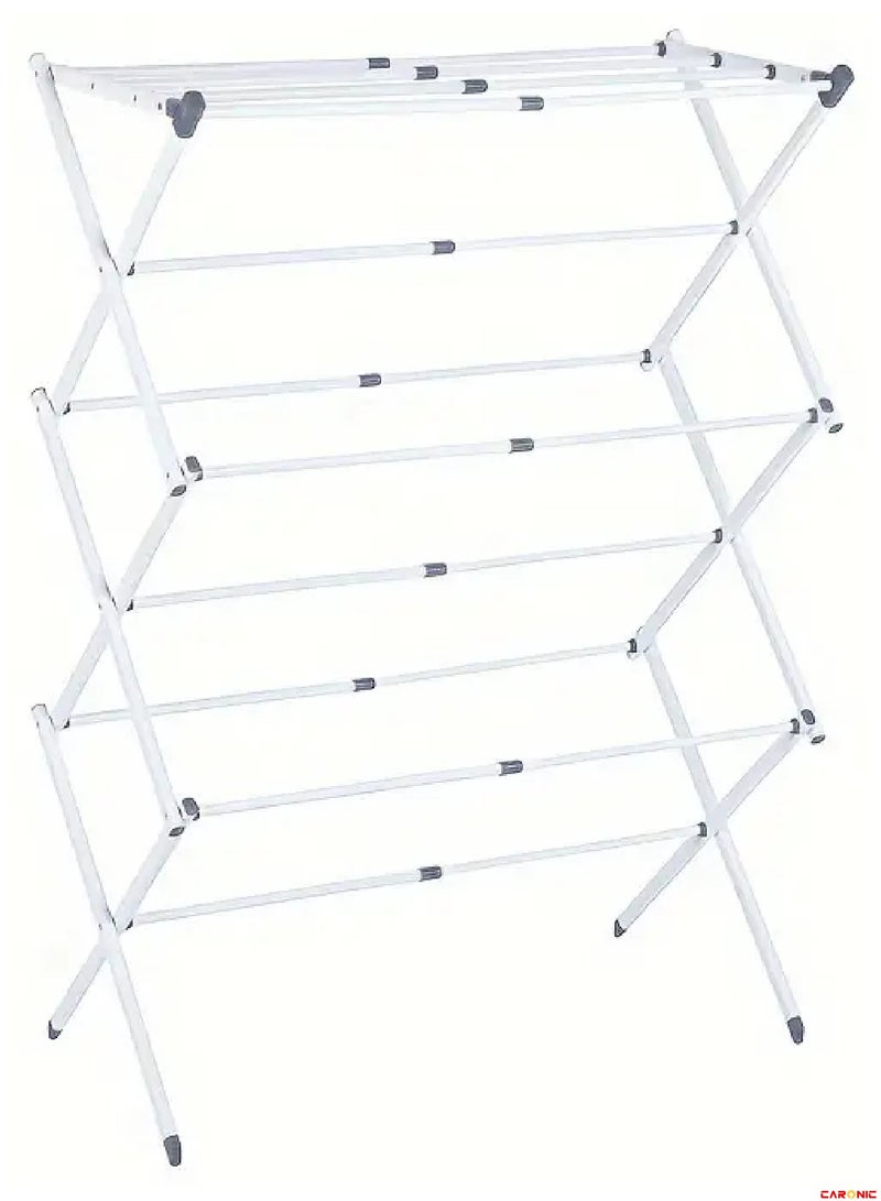 CARONIC Drying Rack Clothing Metal Collapsible Clothes Drying Rack For Clothes Towel Oversize Indoor Outdoor Laundry Room White  - Image 1