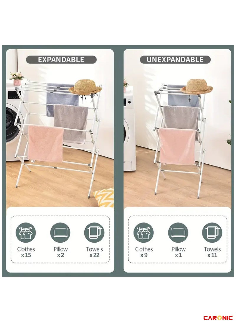 CARONIC Drying Rack Clothing Metal Collapsible Clothes Drying Rack For Clothes Towel Oversize Indoor Outdoor Laundry Room White  - Image 4