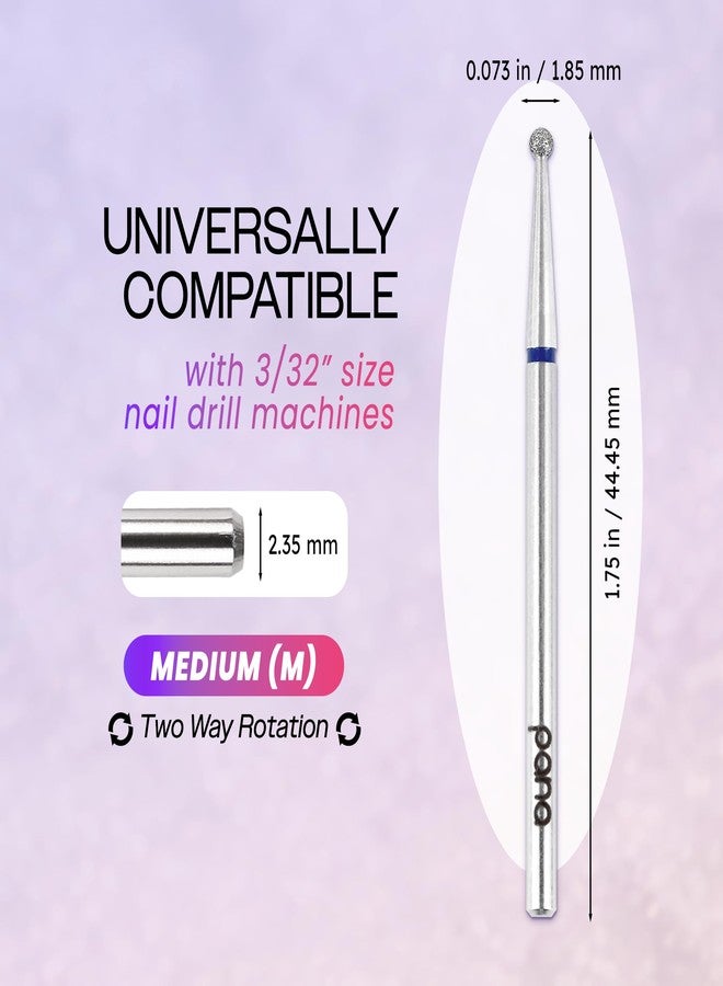 PANA 3/32" Diamond Carbide Ball Bit- Style 01, Medium Grit - Professional Cuticle Nail Drill Bits for Acrylic Gel Nails Dry Manicure Pedicure Shape Remove Tools - Image 2