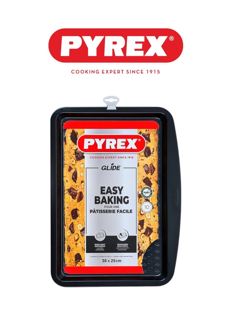 Pyrex Glide Non-Stick Baking Tray 38cm – PFAS-Free, Easy-Release Tray for Everyday Oven Cooking Black - Image 1
