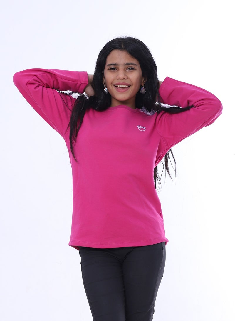 بيبو تي شيرت بناتي بأكمام طويلة_بينك - Image 1