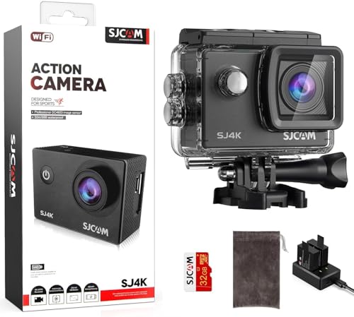 SJCAM SJ4000 Pro-Grade 4K Action Camera, 40MP 3-Axis EIS Stabilization Motorcycle Sport Camera, 170°FOV Waterproof Camera Underwater, 5X Zoom, Dual Batteries, 32G SD Card and Helmet Accessory Kit - Image 1
