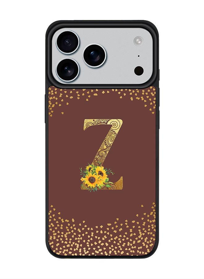Stylizedd iPhone 17 Pro Max Case, [Compatible with MagSafe] Slim Magnetic cover Phone Case iPhone 17 Pro Max -Custom Floral Monogram - Z  (Brown ) - Image 1