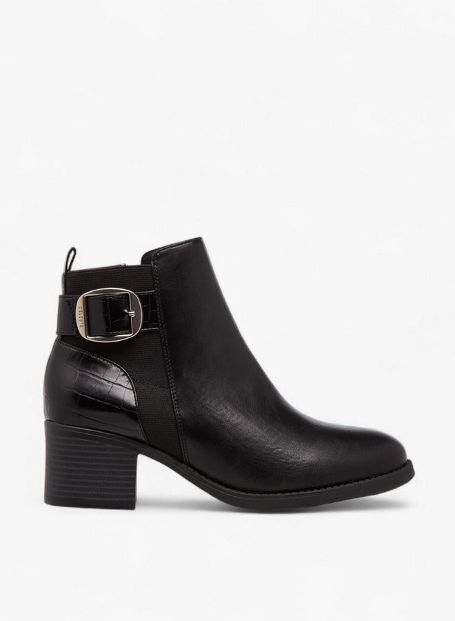 Celeste Women's Buckle Detail Ankle Boots with Zip Closure - Image 3