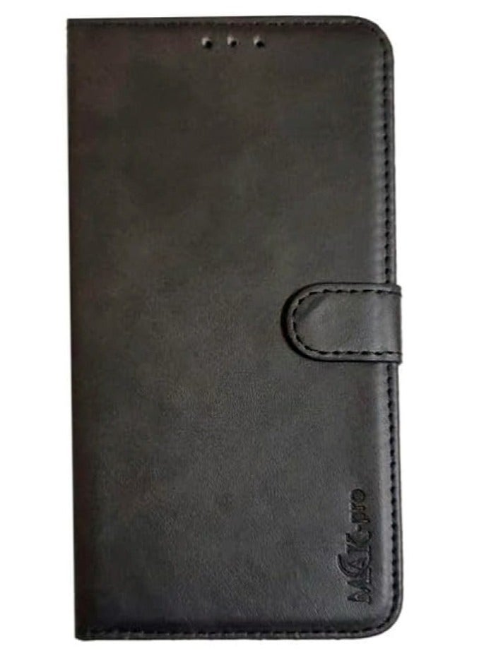 PU Leather Flip Wallet Case with Card Holder and Shockproof Phone Cover for Samsung Galaxy A32 5G - Black 