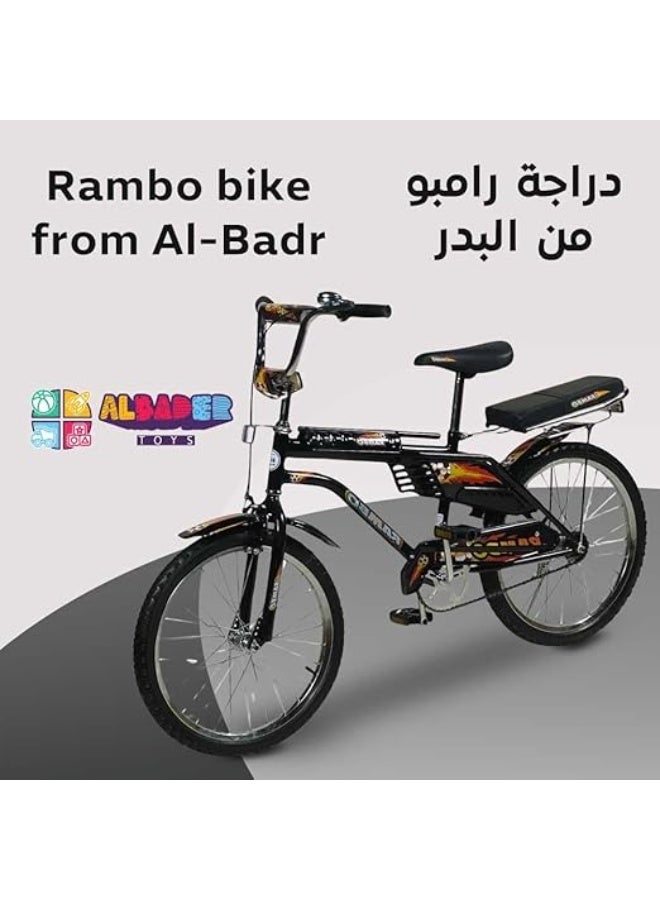 AL BADER Rambo 20 Inch Bicycle, Dual Seat Kids Bike with Rear Passenger Seat, Steel Frame, Front Bell, Strong Brakes, Kickstand and Anti Slip Pedals, Lightweight Portable Bike, Durable Ride  - Image 2