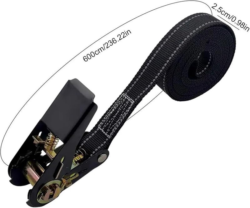 6pcs Heavy Duty Ratchet Tie Down Straps 800KG Break Strength For Cargo Truck Trailer Roof - Image 3