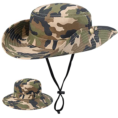 UTOWO Kid-Boys Safari-Camo-Boonie Sun-Hat Captain-Hat Summer-UV-Protection Garden-Fishing-Hat Outdoor fit for 4-8T - Image 1