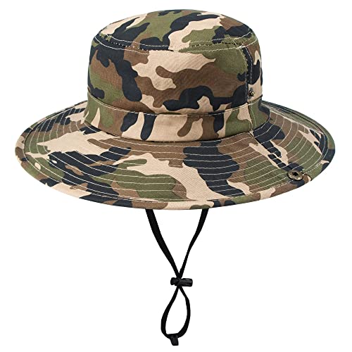 UTOWO Kid-Boys Safari-Camo-Boonie Sun-Hat Captain-Hat Summer-UV-Protection Garden-Fishing-Hat Outdoor fit for 4-8T - Image 2