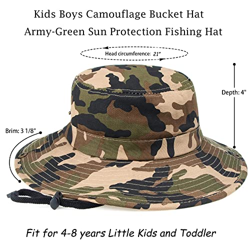 UTOWO Kid-Boys Safari-Camo-Boonie Sun-Hat Captain-Hat Summer-UV-Protection Garden-Fishing-Hat Outdoor fit for 4-8T - Image 5