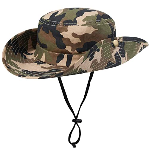 UTOWO Kid-Boys Safari-Camo-Boonie Sun-Hat Captain-Hat Summer-UV-Protection Garden-Fishing-Hat Outdoor fit for 4-8T - Image 3