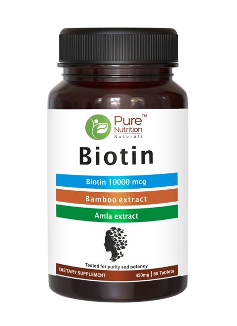 Pure Nutrition Biotin plus 10000 mcg 60 Veg Tablets All Natural Biotin Plus 10000 mcg with an optimized dose of Zinc Selenium and Herbal Actives
