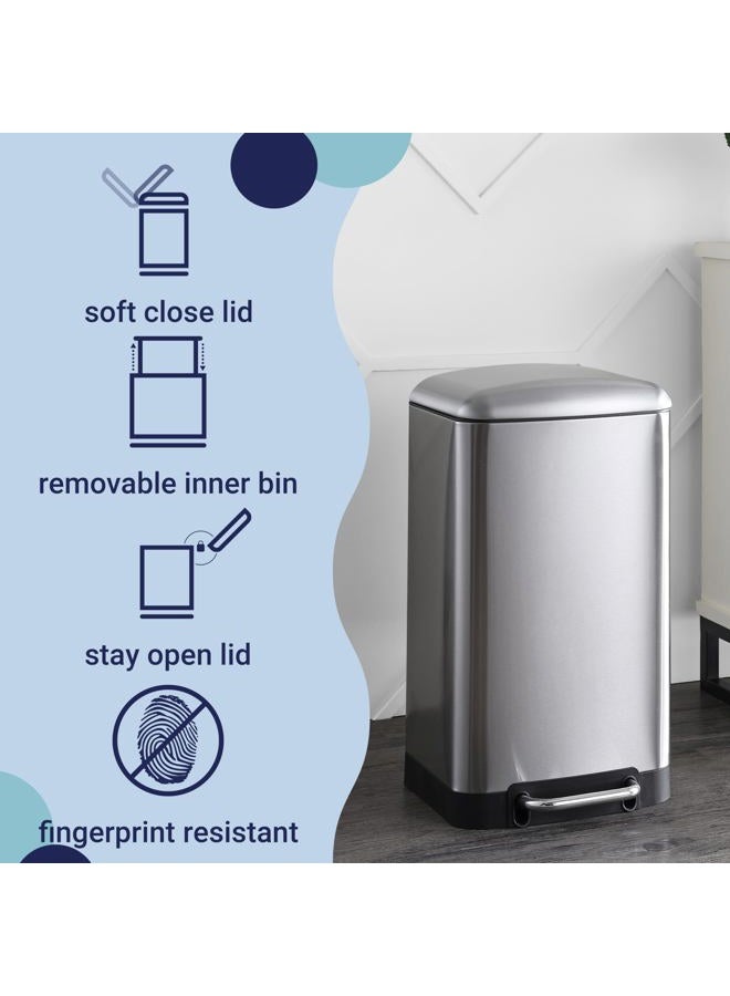 happimess HPM1008A Ashley Stainless Steel Trash Can with Soft-Close Lid, Modern, Fingerprint Proof, 7.9 Gallon - Image 3