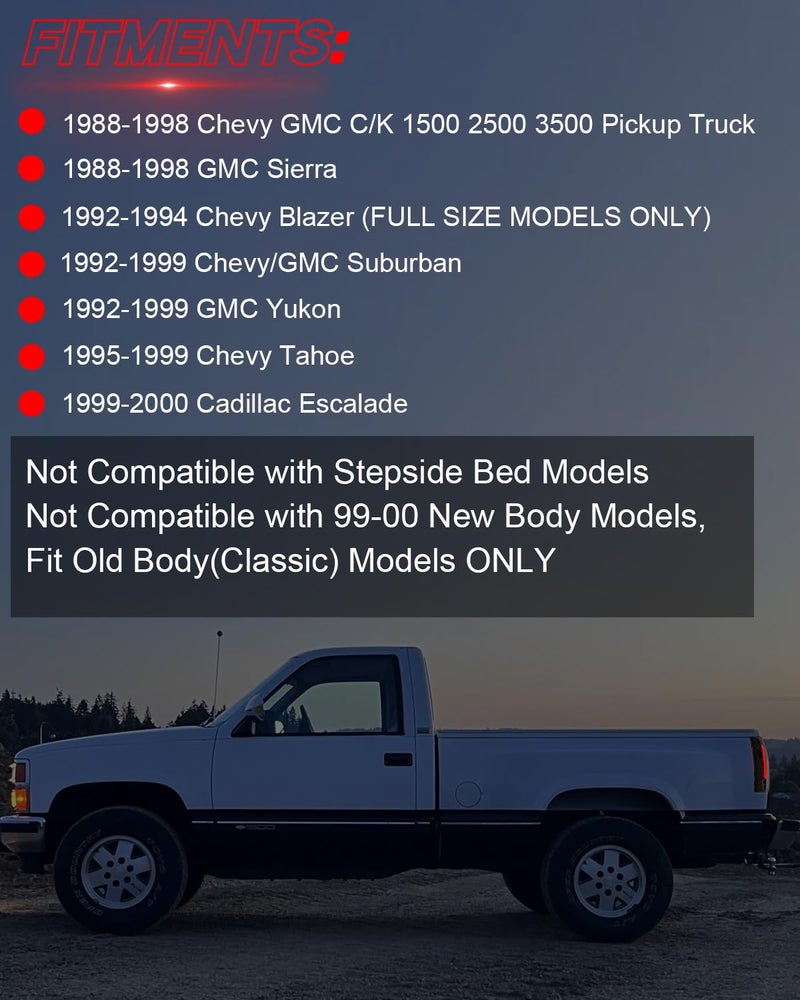 SINYATO INDUST Full LED Tail Lights for 1988-1998 Chevy GMC C/K, Silverado, Sierra, 1992-1999 Suburban Yukon, 1995-1999 Tahoe, Pickup Truck Rear Lights, Driver & Passenger Side, Smoked - 1Pair - Image 3