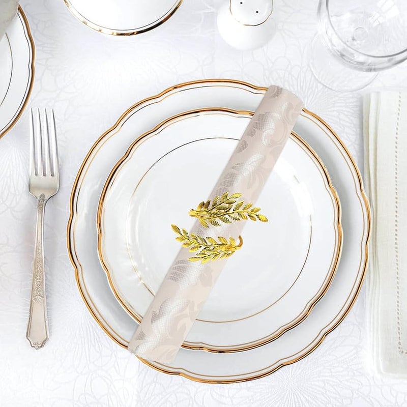 مناديل قماشية قابلة لإعادة الاستخدام من جاكار 10 قطع بلون البيج قابلة للغسيل للمطاعم وحفلات الزفاف - Image 5