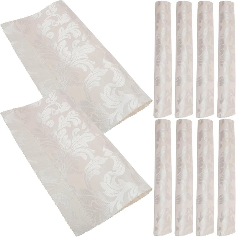 مناديل قماشية قابلة لإعادة الاستخدام من جاكار 10 قطع بلون البيج قابلة للغسيل للمطاعم وحفلات الزفاف - Image 2