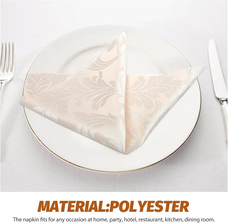 مناديل قماشية قابلة لإعادة الاستخدام من جاكار 10 قطع بلون البيج قابلة للغسيل للمطاعم وحفلات الزفاف - Image 4