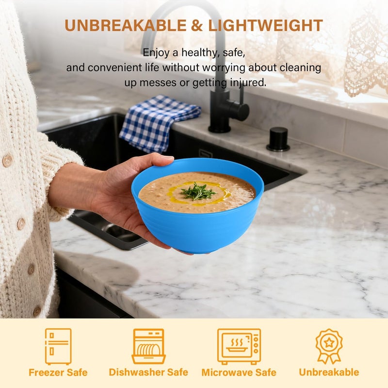 Homienly Cereal Bowl Set, Wheat Straw Fiber Unbreakable Lightweight Bowls Set - Image 5