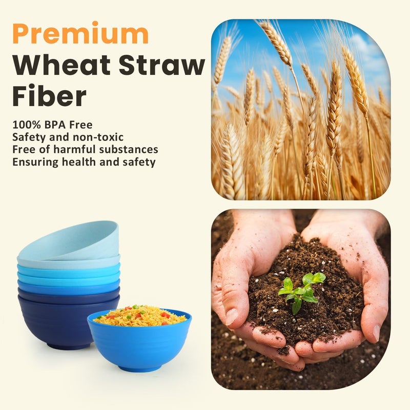 Homienly Cereal Bowl Set, Wheat Straw Fiber Unbreakable Lightweight Bowls Set - Image 3