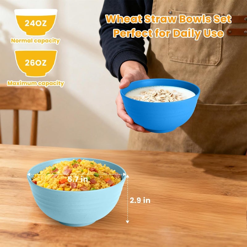Homienly Cereal Bowl Set, Wheat Straw Fiber Unbreakable Lightweight Bowls Set - Image 2