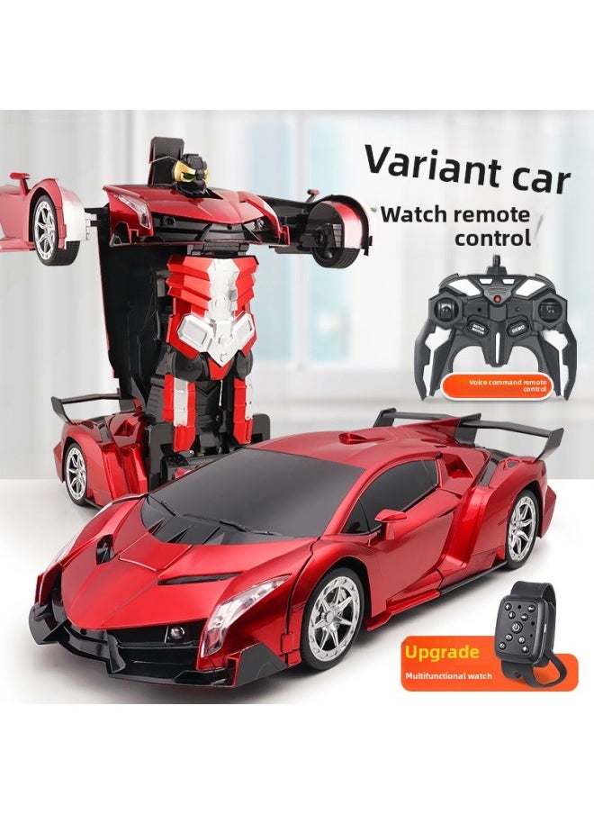 null - One-key Deformation Remote Control Car 2.4G Gesture Induction King Kong Robot Children's Toy Racing Generation Batch Cross-border-Color:Matte Blue Rambo [Remote Control + Gesture + Voice] 1:12 - Image 1