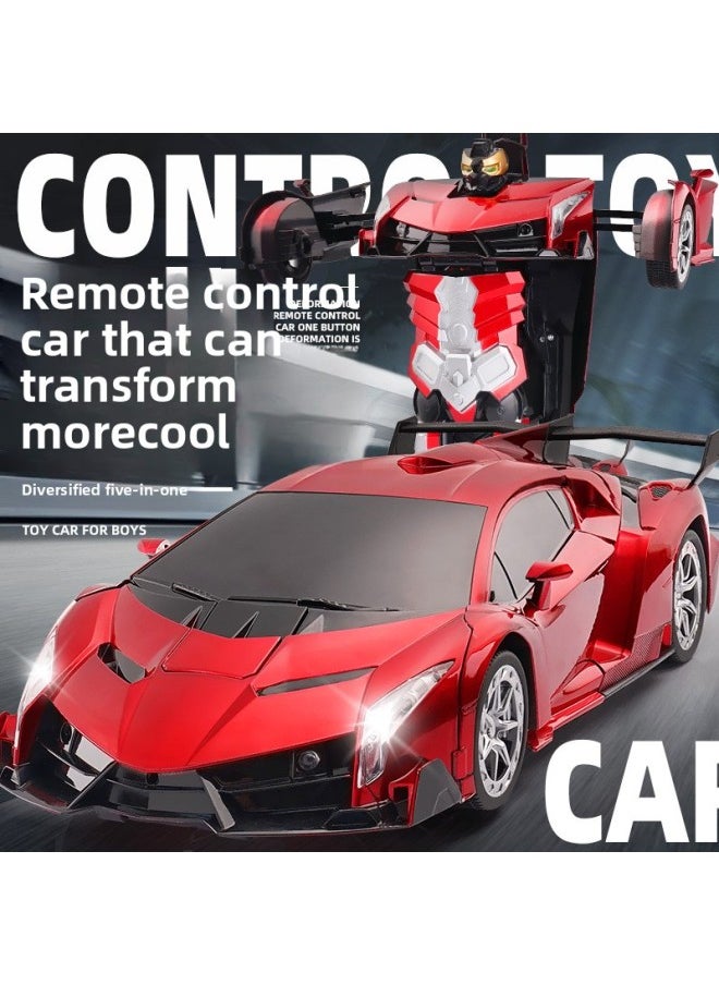null - One-key Deformation Remote Control Car 2.4G Gesture Induction King Kong Robot Children's Toy Racing Generation Batch Cross-border-Color:Matte Blue Rambo [Remote Control + Gesture + Voice] 1:12 - Image 1
