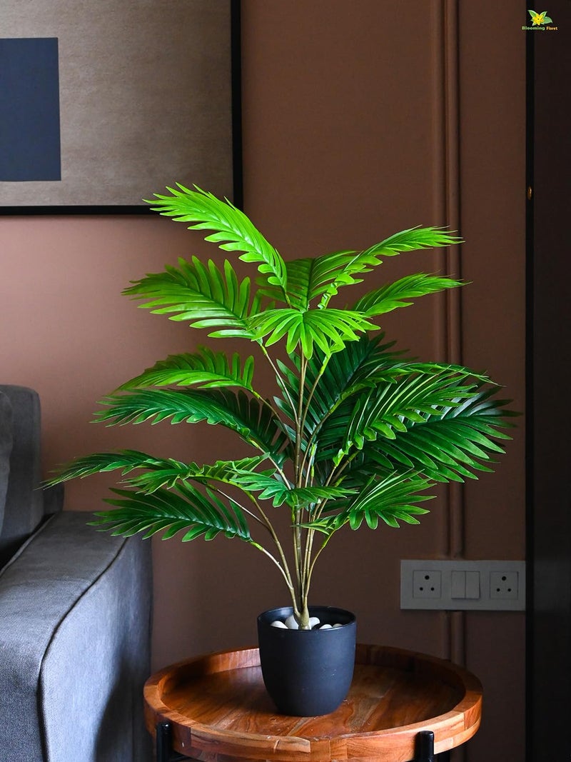 Blooming Floret Artificial Areca Palm 21 Leaves With Pot Big Ornamental Plant For Interior Decor/Home Decor/Office Decor 30 Inch Tall Indoor Tropical Plant Durable, Green - Image 3