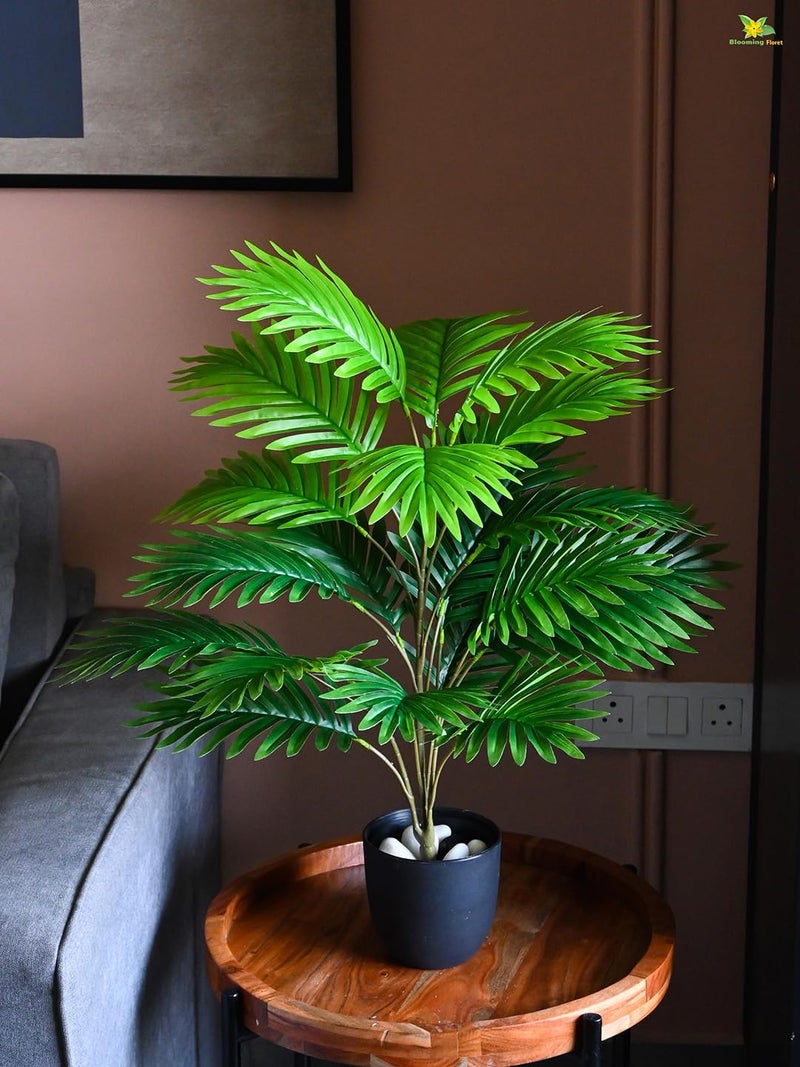 Blooming Floret Artificial Areca Palm 21 Leaves With Pot Big Ornamental Plant For Interior Decor/Home Decor/Office Decor 30 Inch Tall Indoor Tropical Plant Durable, Green - Image 2