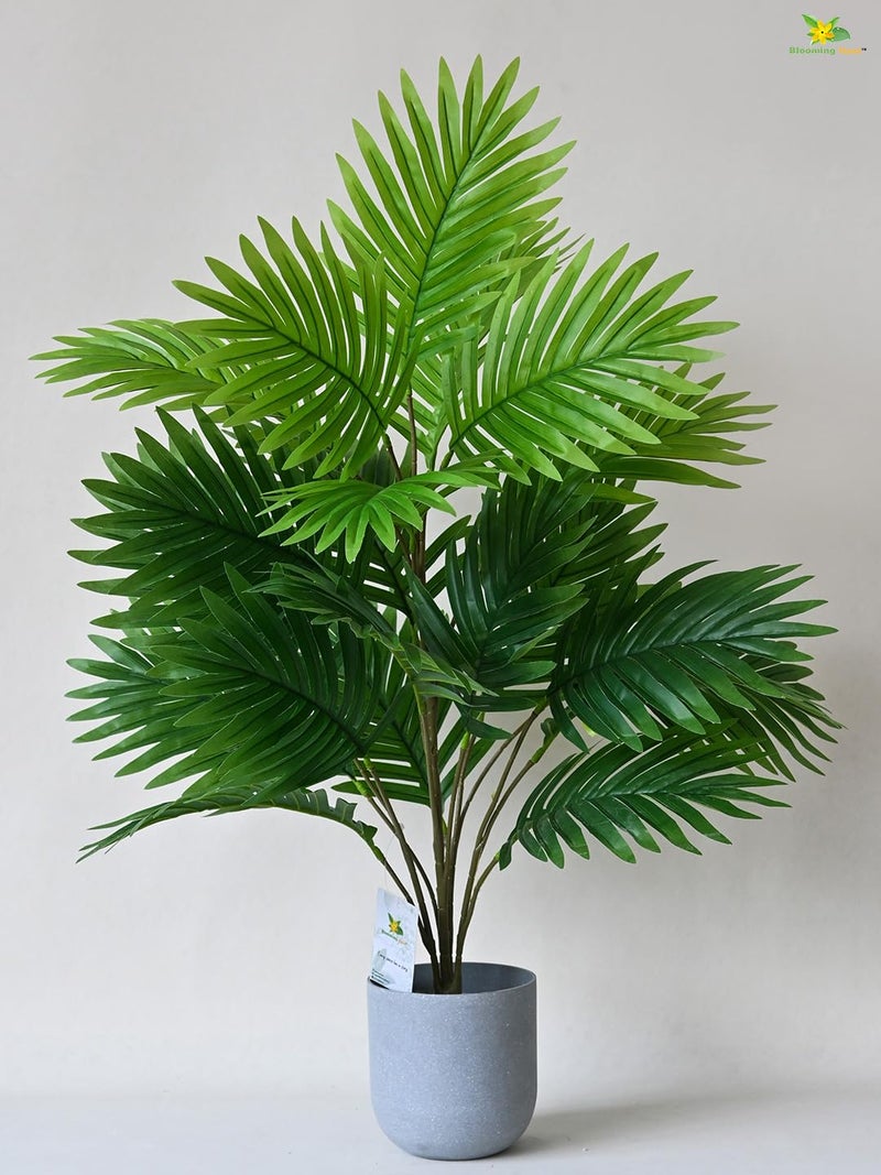Blooming Floret Artificial Areca Palm 21 Leaves With Pot Big Ornamental Plant For Interior Decor/Home Decor/Office Decor 30 Inch Tall Indoor Tropical Plant Durable, Green - Image 1