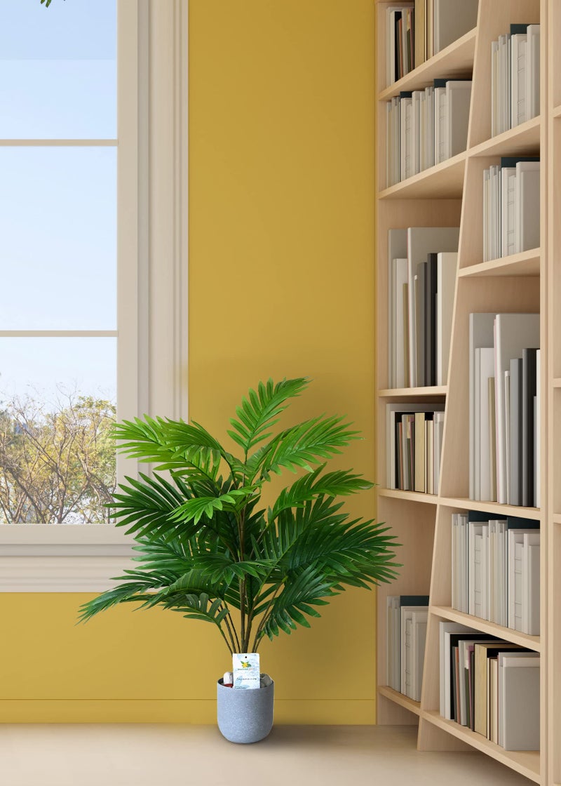 Blooming Floret Artificial Areca Palm 21 Leaves With Pot Big Ornamental Plant For Interior Decor/Home Decor/Office Decor 30 Inch Tall Indoor Tropical Plant Durable, Green - Image 5