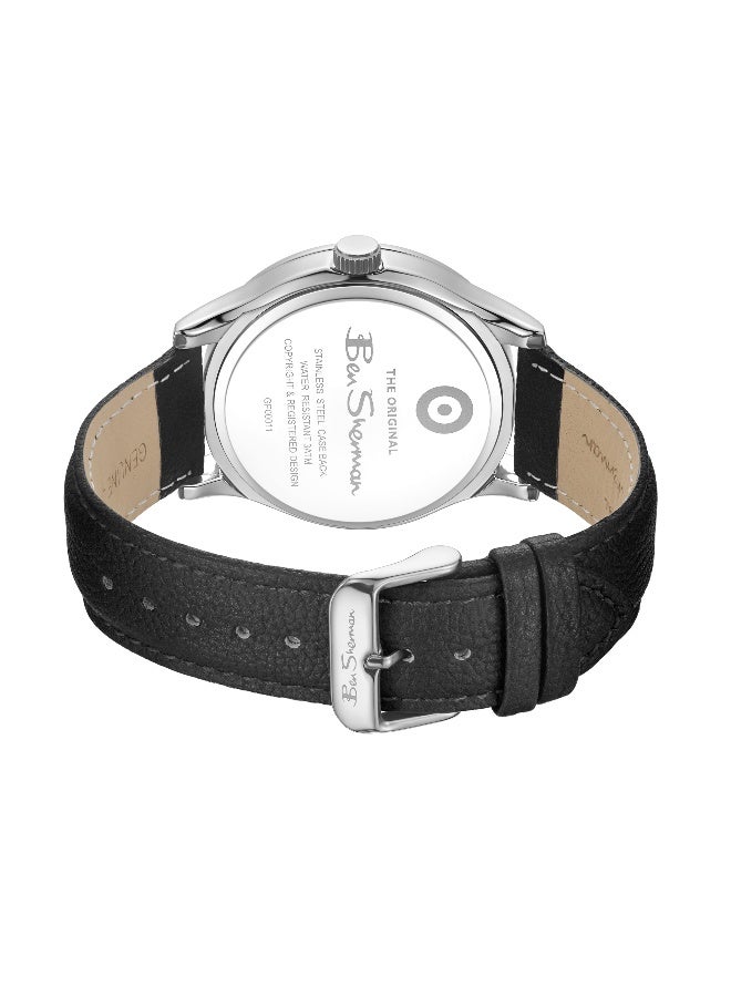 Ben Sherman St Albans Black Dial Black Genuine Leather Strap Multifunction Watch for Men, 43.5mm - Image 3