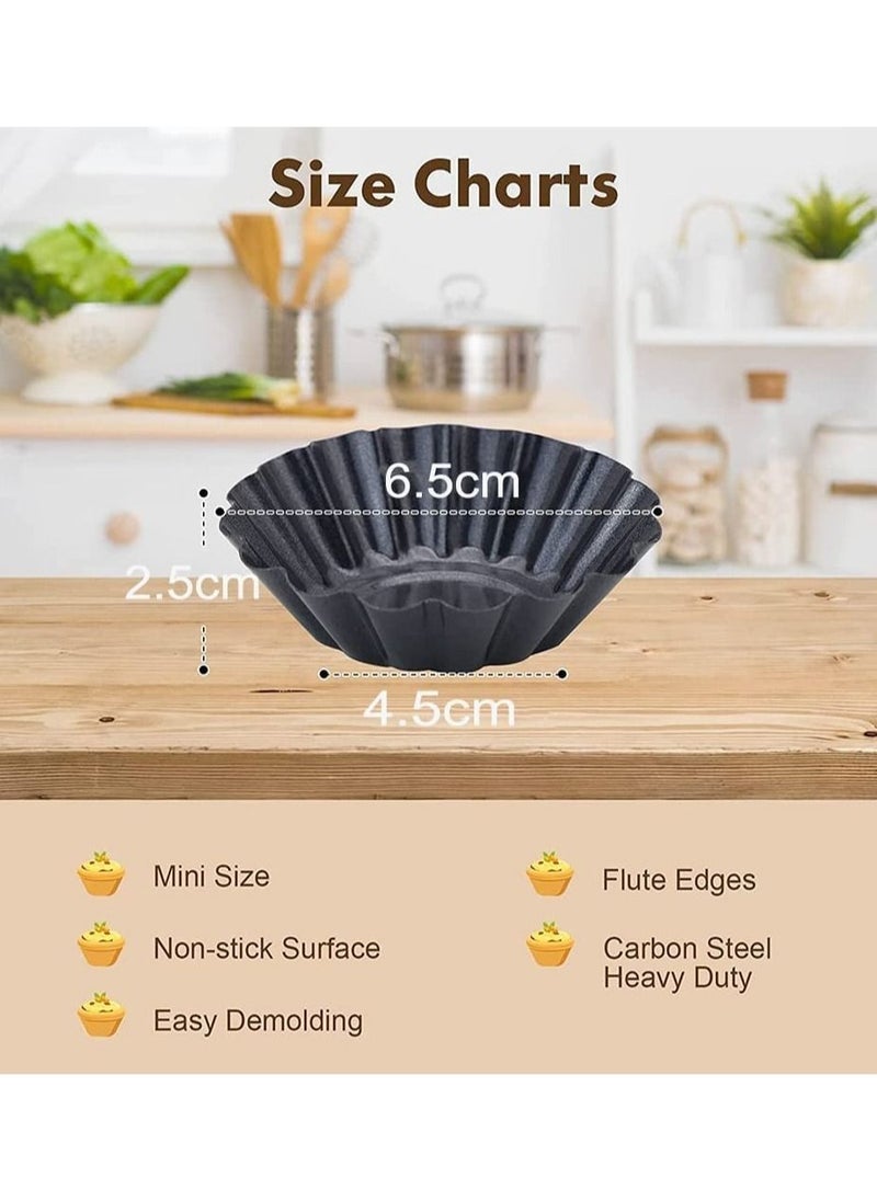 Y&D - Egg Tart Mold, 12 Packs Resuable Mold Mini, Non-Stick Mini Pans, For Kitchen Cake Baking Tool - Image 1