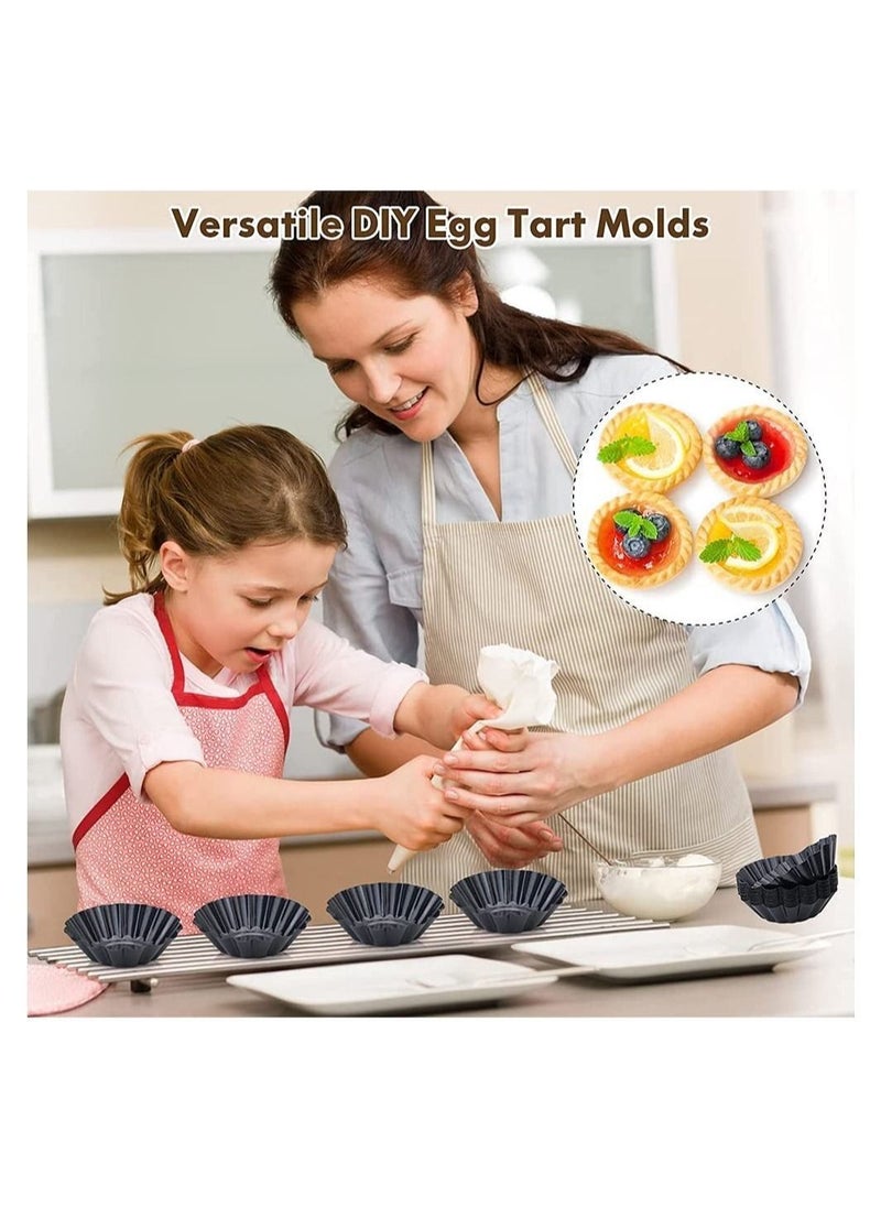 Y&D - Egg Tart Mold, 12 Packs Resuable Mold Mini, Non-Stick Mini Pans, For Kitchen Cake Baking Tool - Image 1