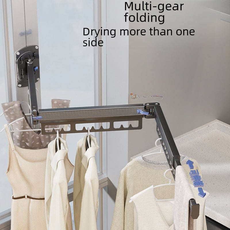 Invisible folding clothes hanger balcony quilt drying artifact indoor and outdoor home punch-free retractable clothes hanger clothes drying Rod(Simple gun Gray [10 pieces of clothes can be hung at a fold] [Punch/punch-free dual installation]]) - Image 4