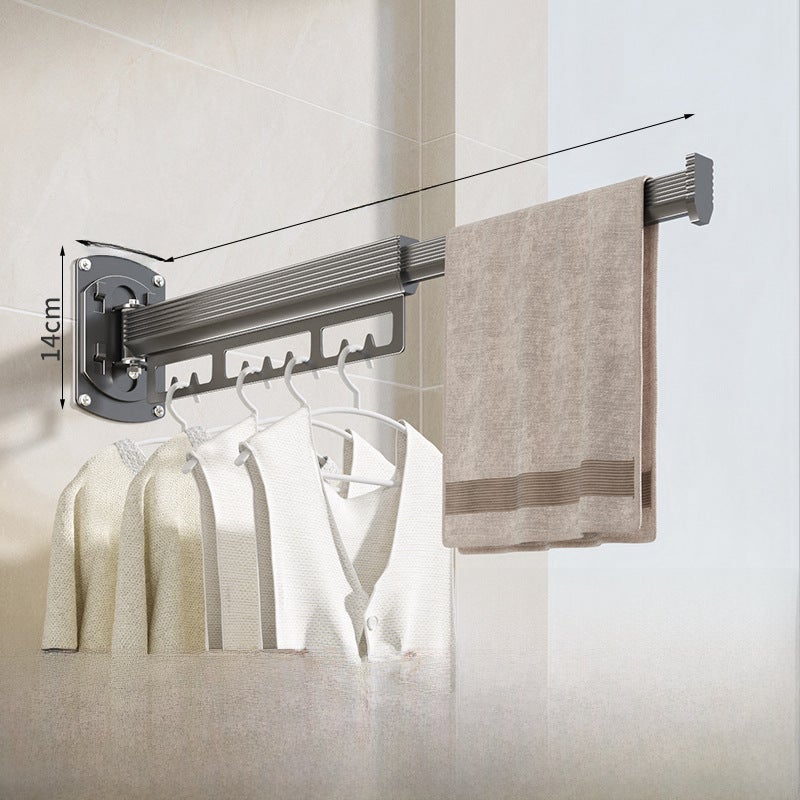 Invisible folding clothes hanger balcony quilt drying artifact indoor and outdoor home punch-free retractable clothes hanger clothes drying Rod(Simple gun Gray [10 pieces of clothes can be hung at a fold] [Punch/punch-free dual installation]]) - Image 1