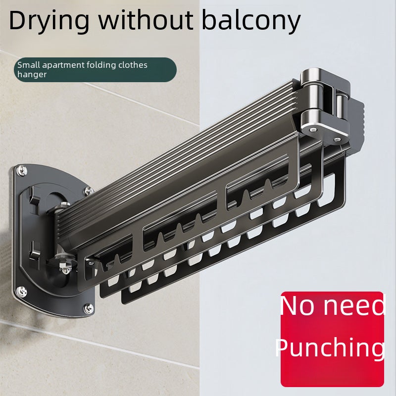Invisible folding clothes hanger balcony quilt drying artifact indoor and outdoor home punch-free retractable clothes hanger clothes drying Rod(Simple gun Gray [10 pieces of clothes can be hung at a fold] [Punch/punch-free dual installation]]) - Image 3