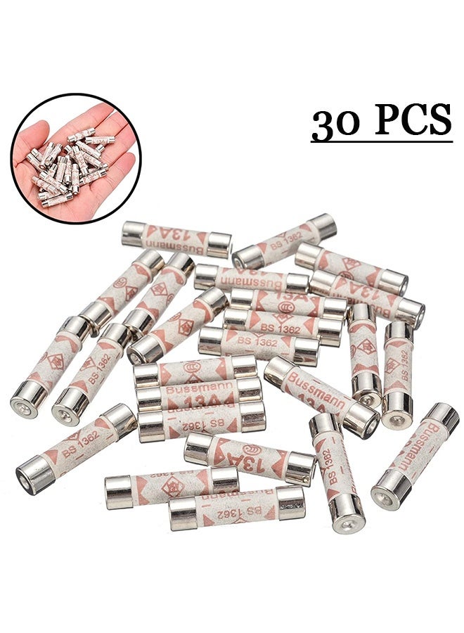 30 Pcs BS1362 Fuse Cartridge, 13 amp - Pack of 30 Pieces.Seamless Riveting BS1362 British Plug Fuse - Image 1