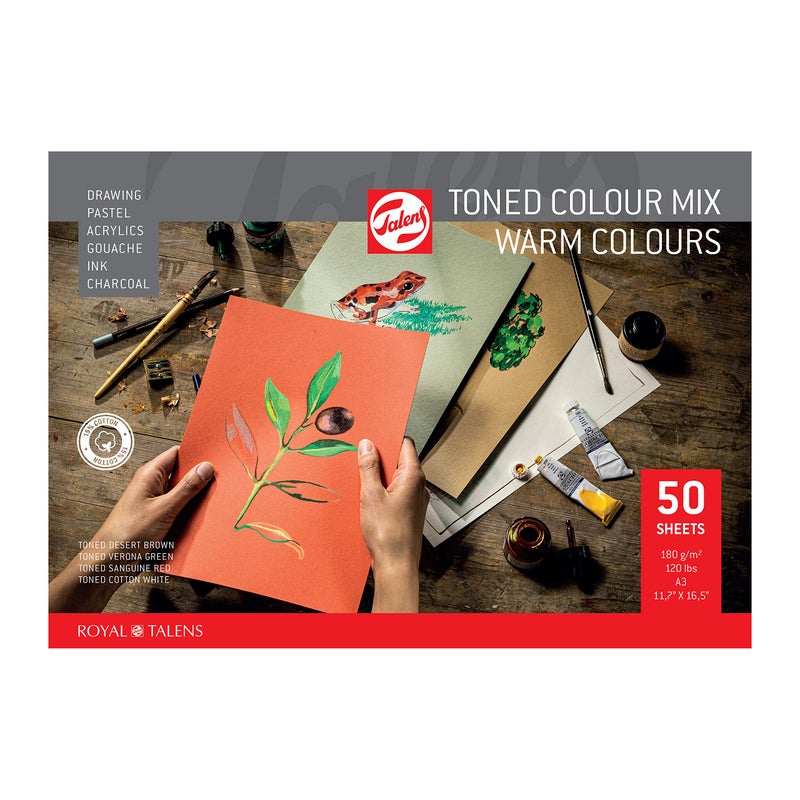 Talens ROYAL TALENS Toned Paper PAD, 180GSM, 50 Sheets (Mix Warm, A3) - Image 5