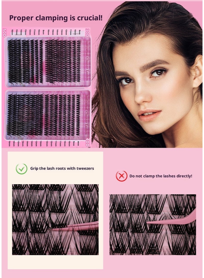 Bond 3 Styles DIY Eyelash Extension Kit 640 Clusters, 9-16mm Mixed Individual Lashes Cluster, Natural Curl Personal Eyelash Set, Segmented False Eyelashes, Thick Eyelashes - Image 3