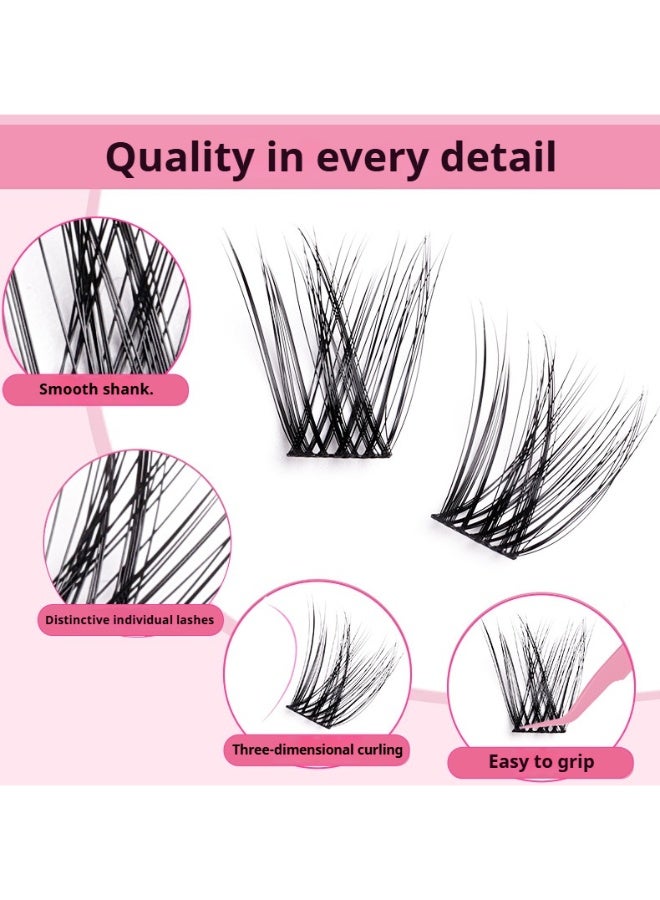 Bond 3 Styles DIY Eyelash Extension Kit 640 Clusters, 9-16mm Mixed Individual Lashes Cluster, Natural Curl Personal Eyelash Set, Segmented False Eyelashes, Thick Eyelashes - Image 4