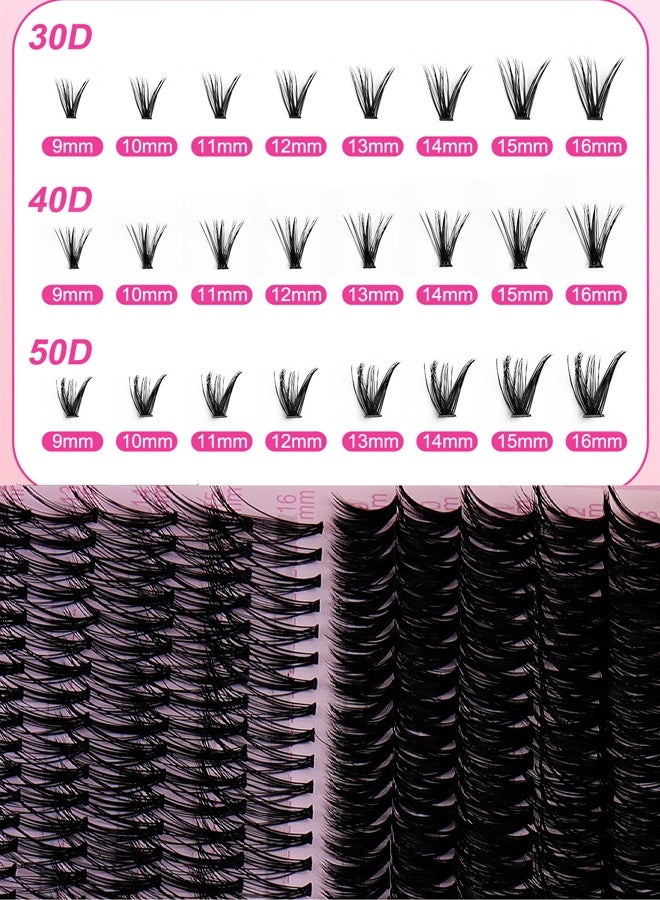Bond 3 Styles DIY Eyelash Extension Kit 640 Clusters, 9-16mm Mixed Individual Lashes Cluster, Natural Curl Personal Eyelash Set, Segmented False Eyelashes, Thick Eyelashes - Image 5