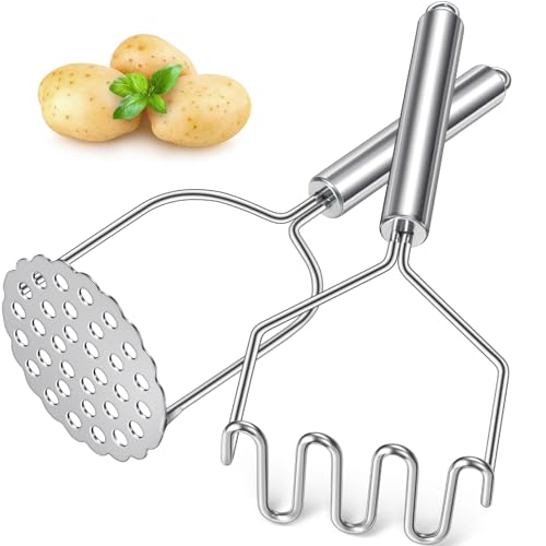 Sopito Potato Masher, Sopito 2 Pack Stainless Steel Integrated Kitchen Tool Food Masher for Potatoes, Vegetables, Berries, Fruits, Baby Food, Avocado - Image 1