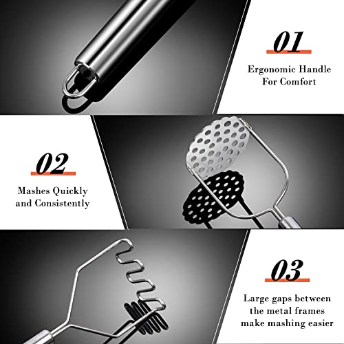 Sopito Potato Masher, Sopito 2 Pack Stainless Steel Integrated Kitchen Tool Food Masher for Potatoes, Vegetables, Berries, Fruits, Baby Food, Avocado - Image 3